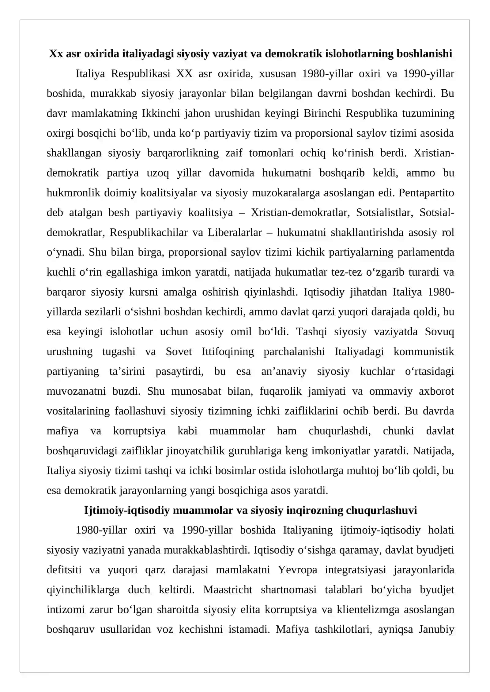 XX asr oxirida Italiyada demokratik institutlar rivoji 3