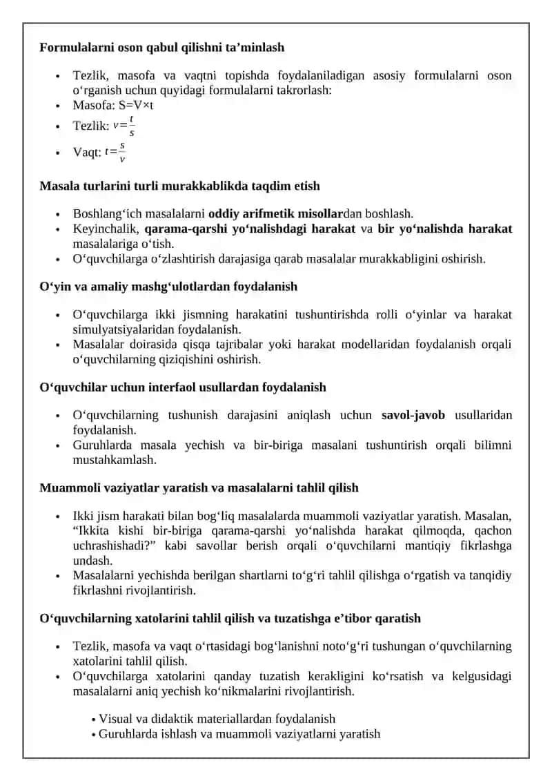 Boshlangʻich sinflarda ikki jism harakatiga doir masalalarni yechishga oʻrgatish metodikasi 3