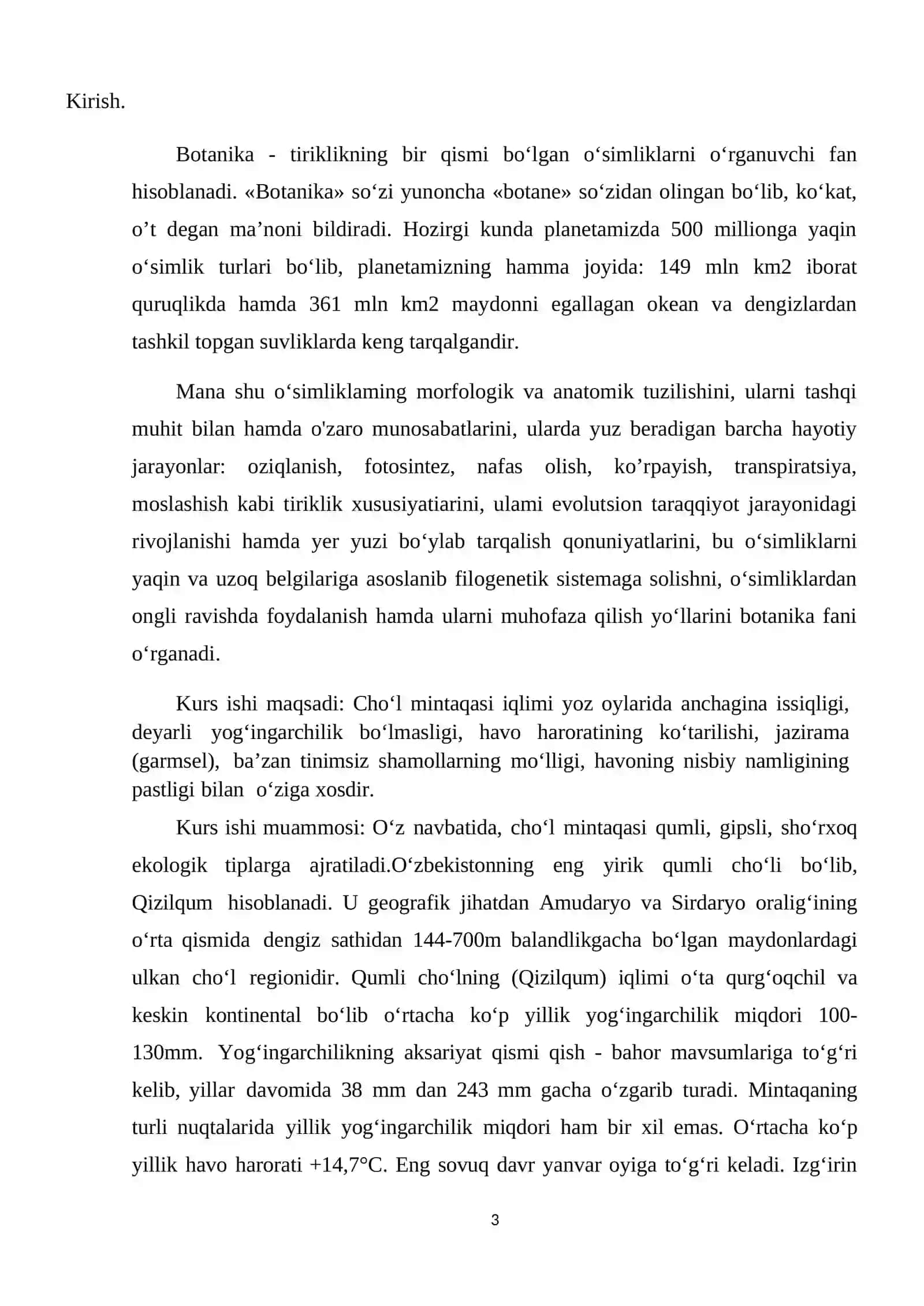 O’ZBEKISTON CHO’L MINTAQASIDA O’SUVCHI O’SIMLIKLAR VA ULARGA SISTEMATIK TARIF 3