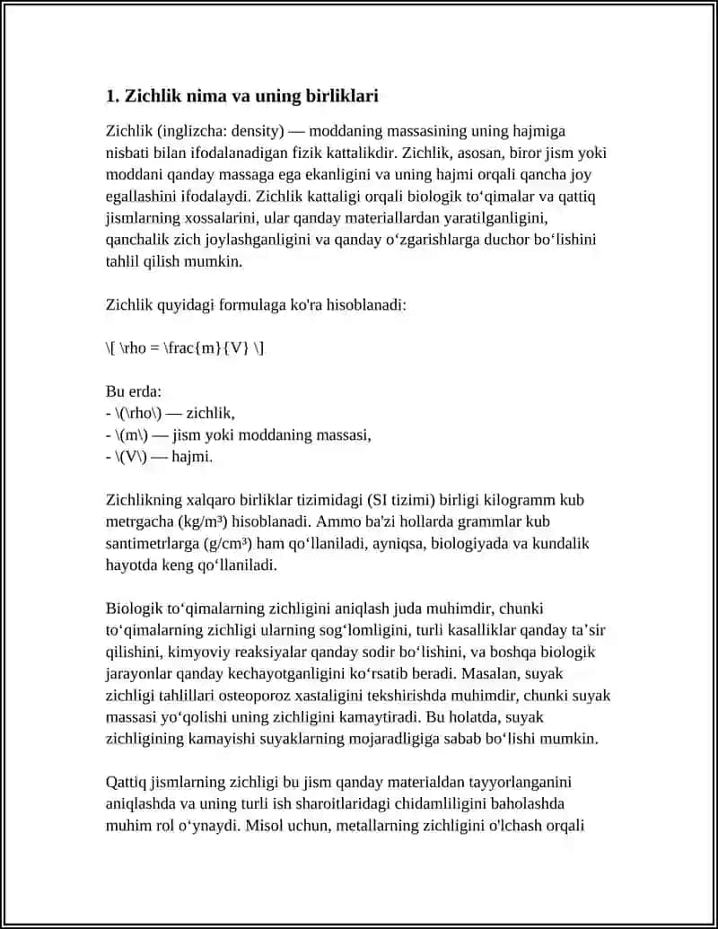 BIOLOGIK TOʻQIMALAR VA QATTIQ JISMLARNING ZICHLIGINI ANIQLASH 3
