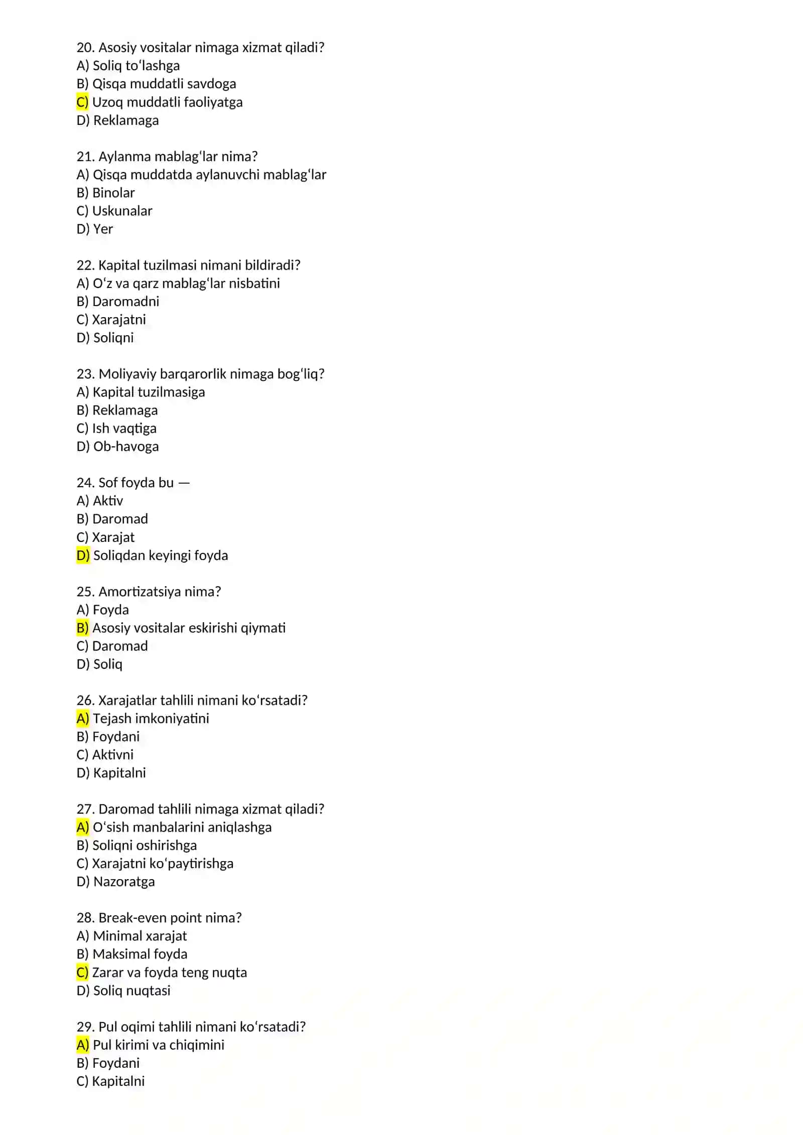 IQTISODIY TAHLIL FANIDAN TESTLAR 3