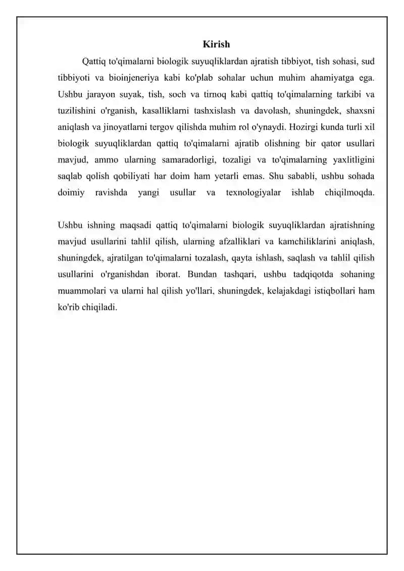 Qattiq to'qimalarni biologik suyuqliklardan ajratish 3