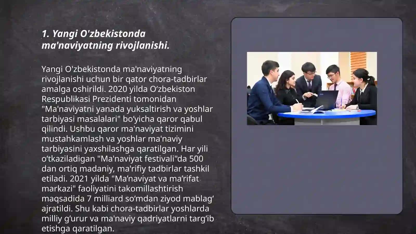 Yangi O'zbekistonda amalga oshirlayotgan ma'naviy o'zgarishlar 3
