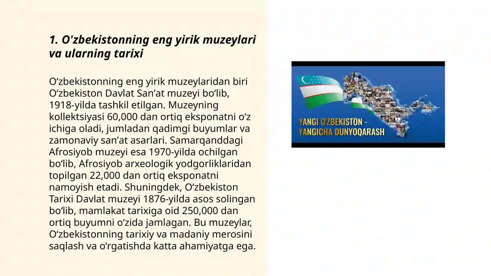 Oʻzbekistonning eng yirik muzeylari. Muzey jamgʻarmalarini tashkil etish masalalari 3