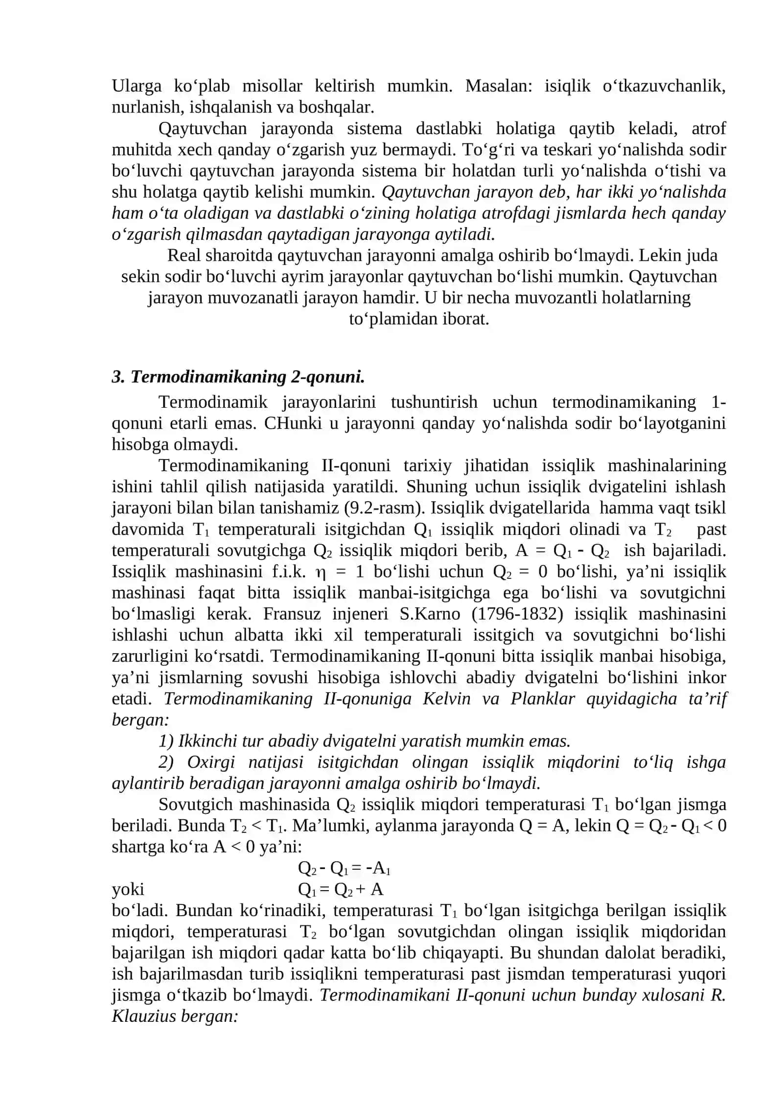 TERMODINАMIKАNING II QONUNI 3