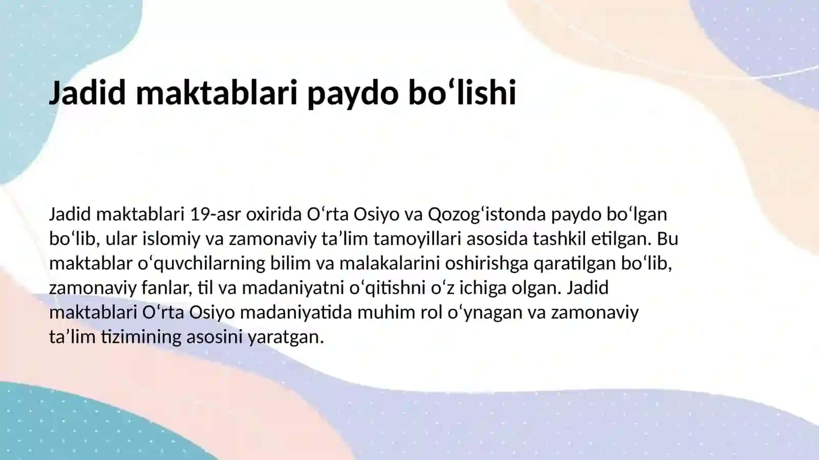 Jadid maktablari tashkil topishi va rivojlanishi 3