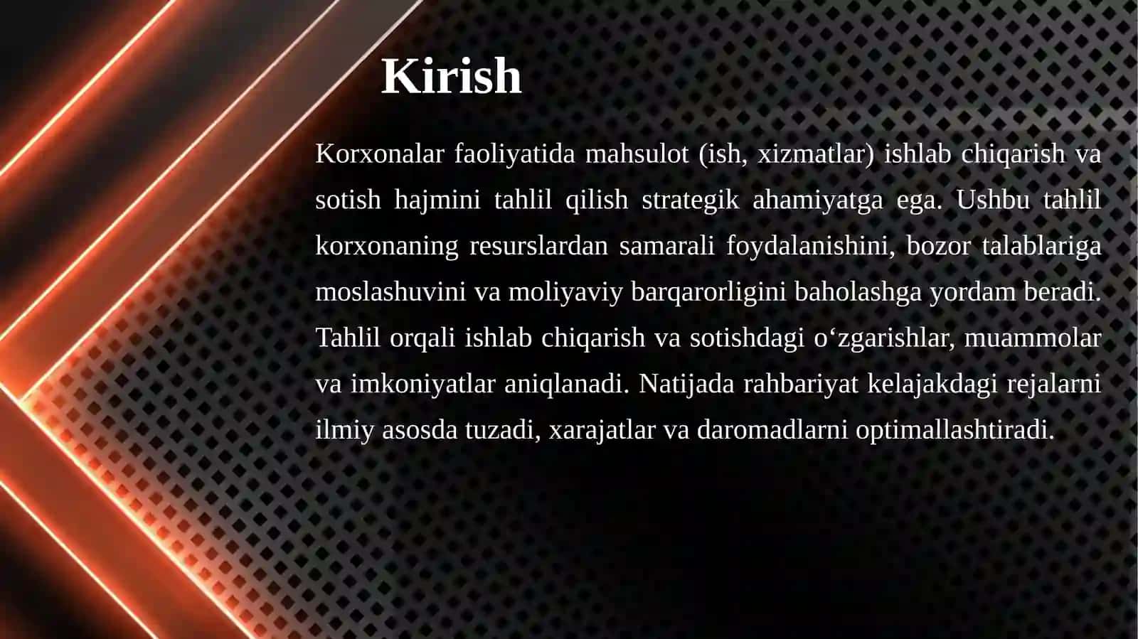 Mahsulot (ish, xizmatlar) ishlab chiqarish va sotish hajmini tahlili 3