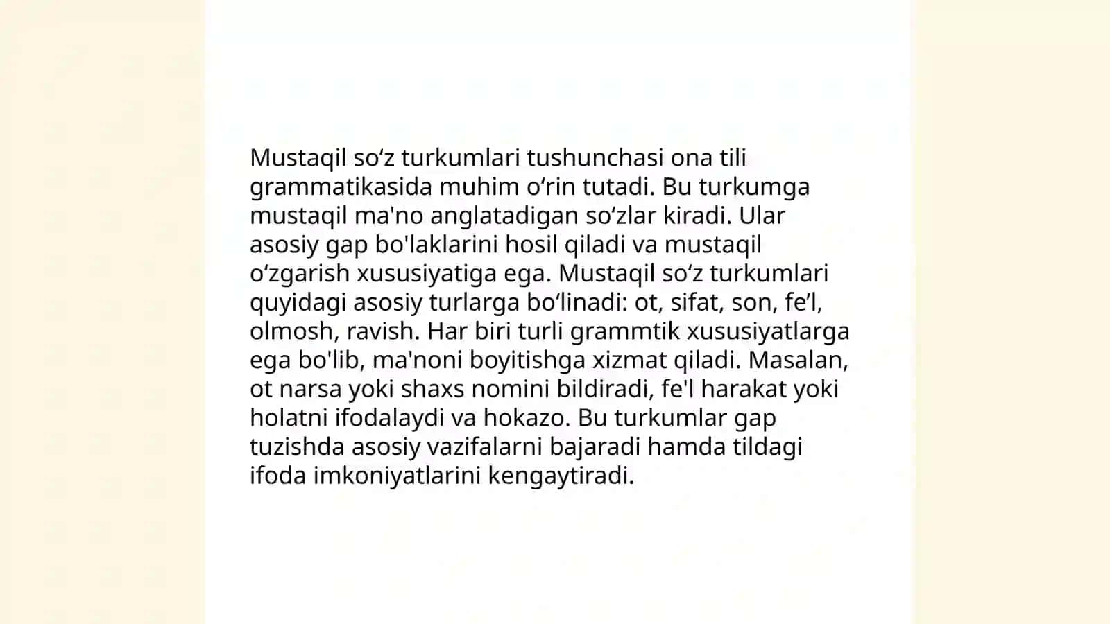 Shevalarda mustaqil soʻz turkumlariga xos xususiyatlar 3