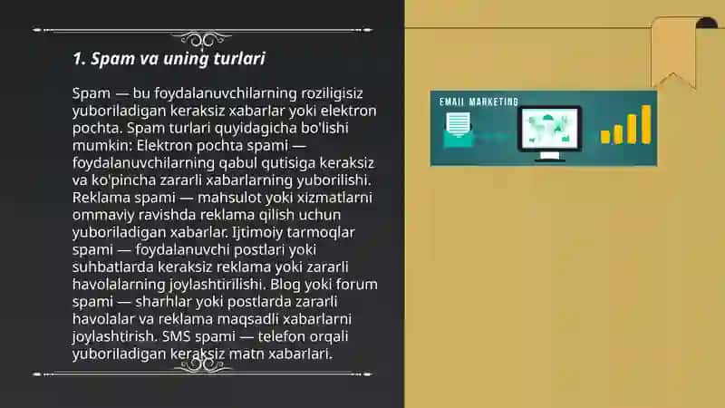 Spam va E-mail marketing. Pochta xizmatlari. 3