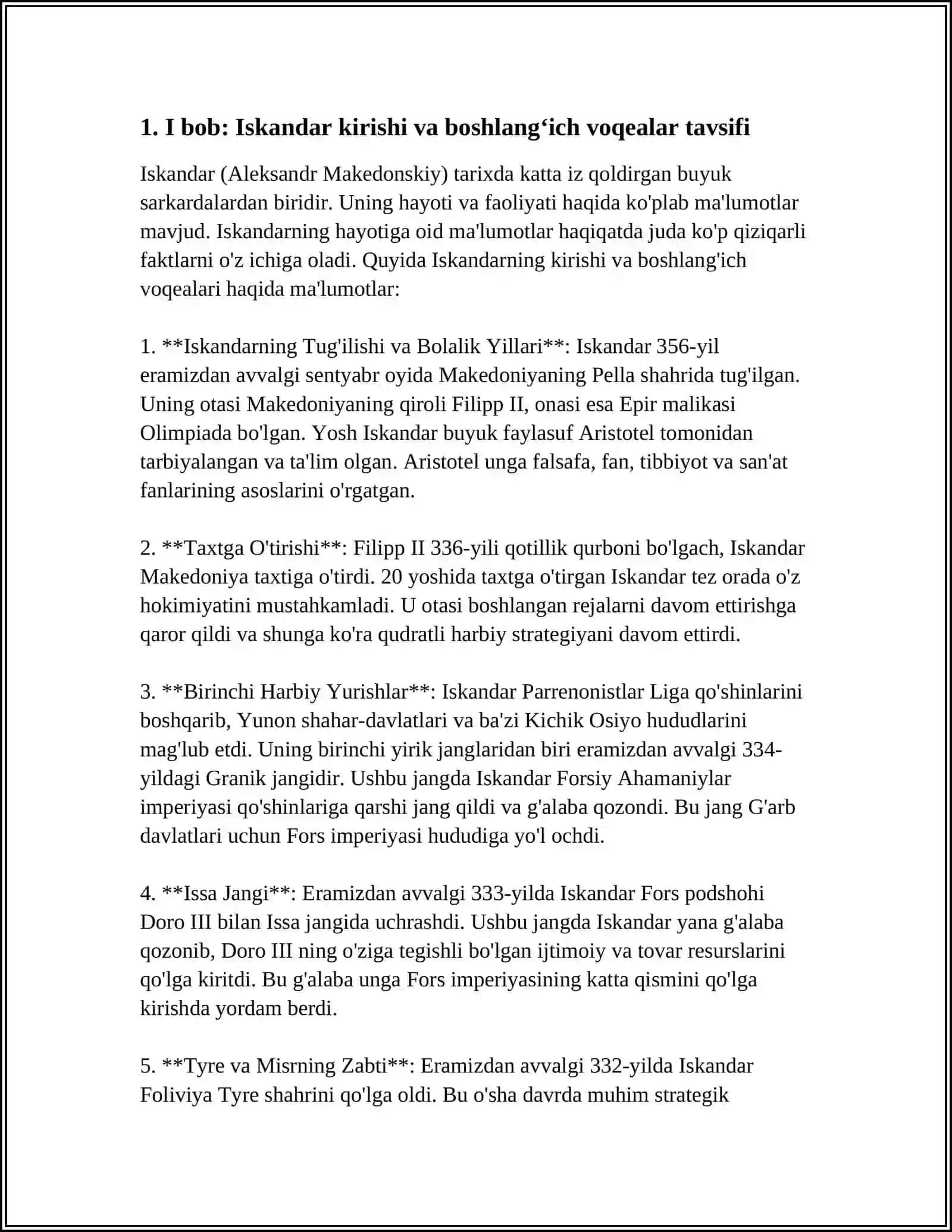 "SADDI ISKANDARIY" DOSTONINING BOBLAR BOʻYICHA TAVSIFI 3