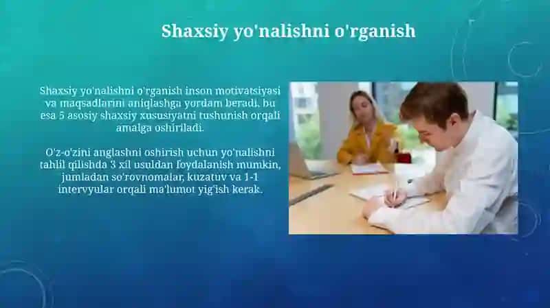 Shaxsiy yo'nalishni o'rganish 3