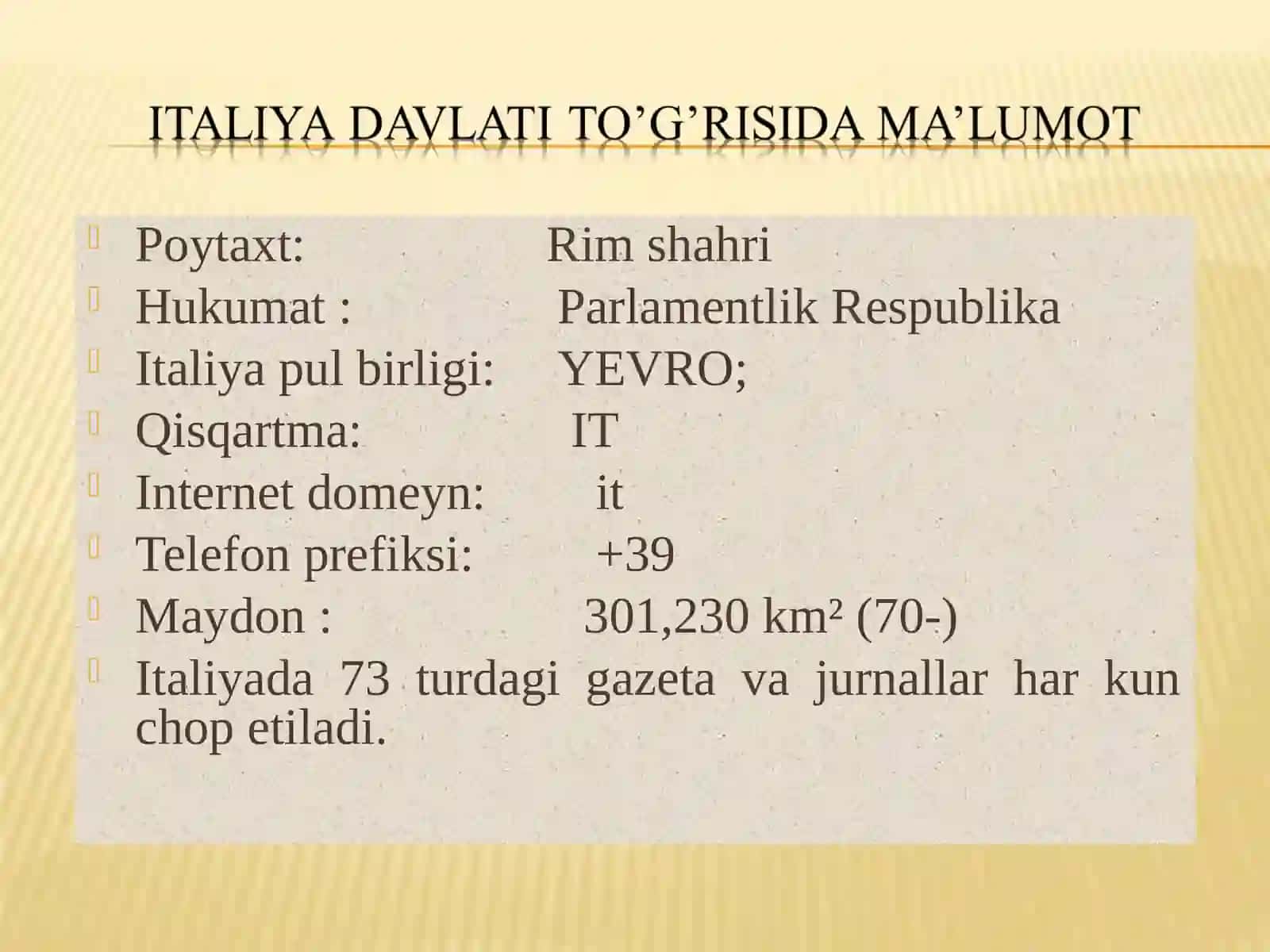 Umumiy psixologiya fanidan “Italiyada ta’lim tizimi” mavzusida tayyorlagan taqdimoti 3