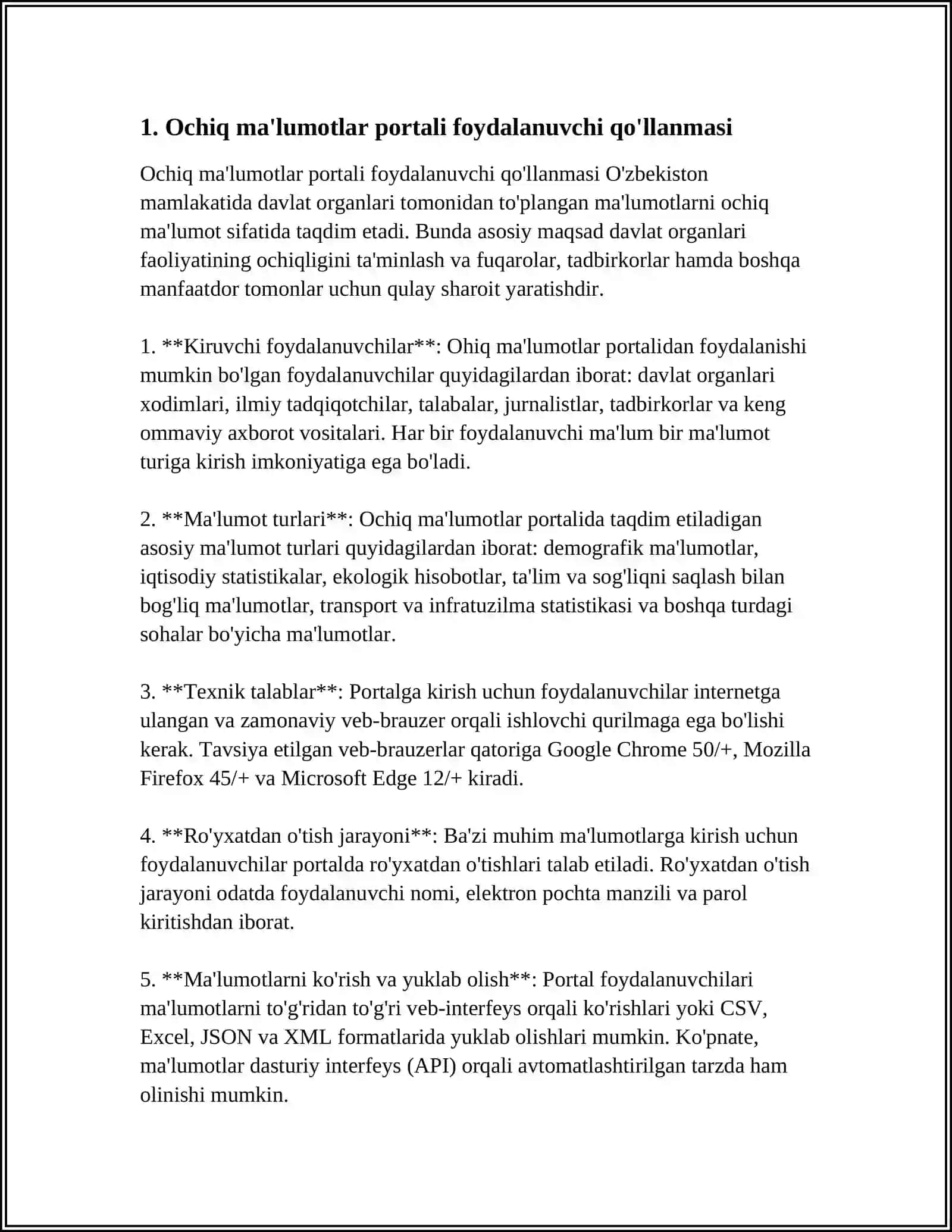О‘ZBEKISTON RESPUBLIKASI OCHIQ MA’LUMOTLAR PORTALI BILAN ISHLASH 3