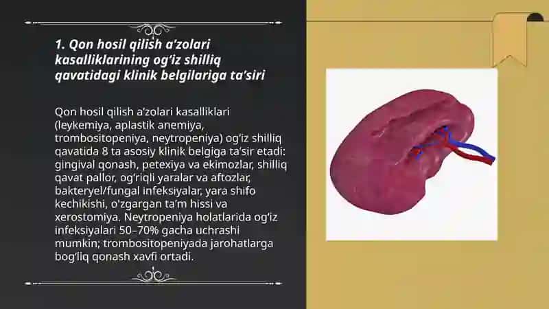 Qon hosil qilish aʼzolari bilan ogʻiz boʻshligʻi shilliq qavatining bogʻliqligi 3