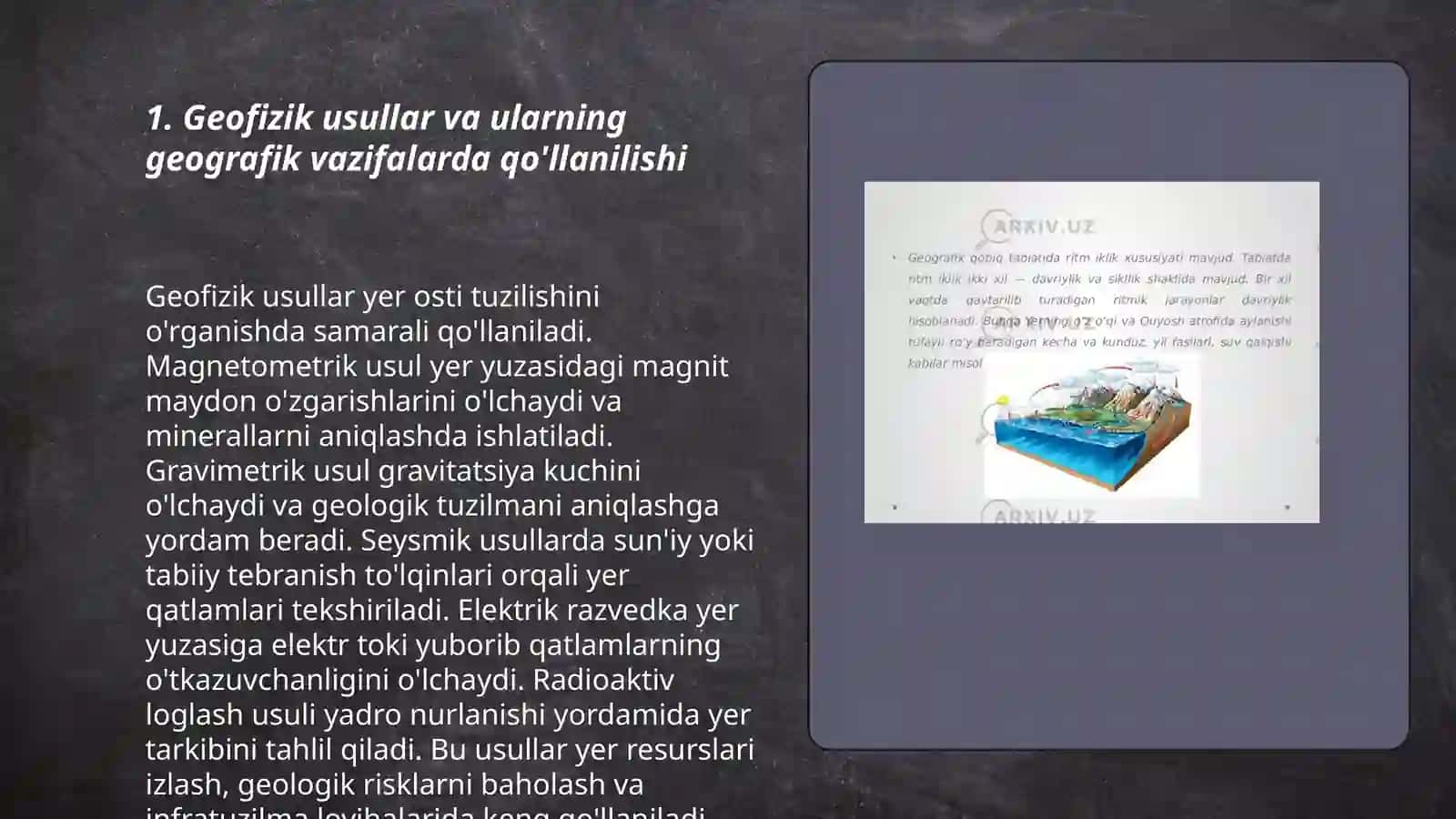 Geografik vazifalarni bajarishda geofizik usullarining qoʻllanishi 3