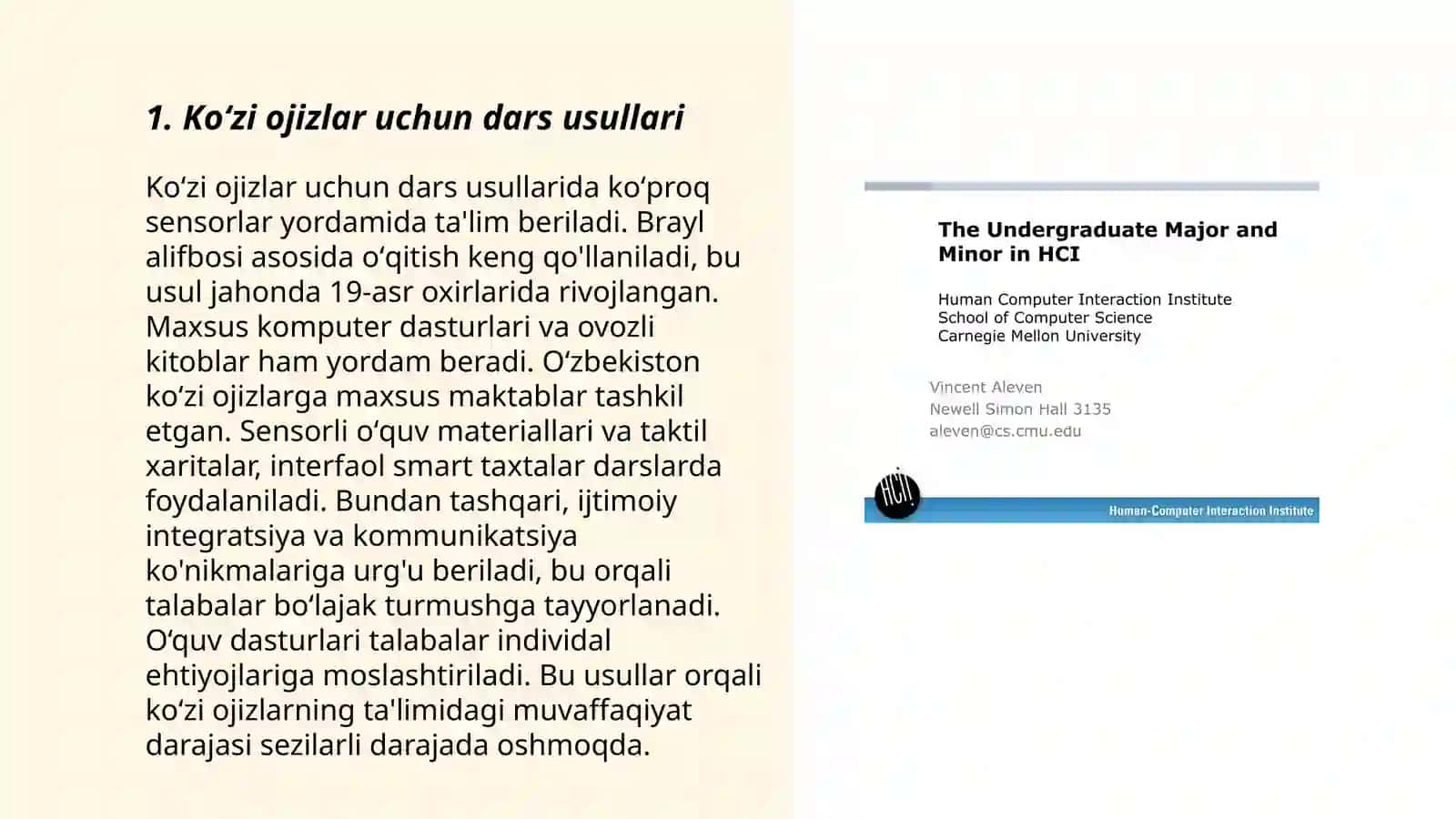 Koʻzi ojizlar va koʻrlar maktabida oʻqishga koʻrsatma 3