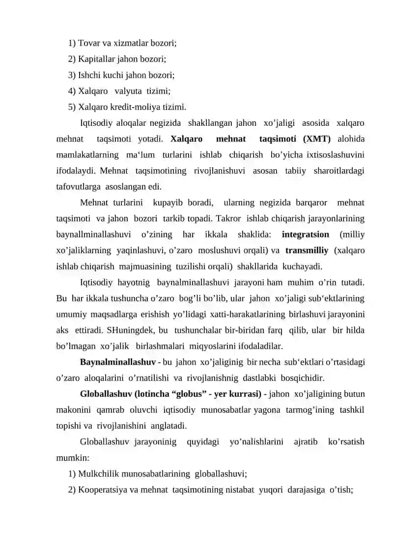 JAHON XO‘JALIGIDA ISHLAB CHIQARISH KUCHLARINING JOYLASHUVI 3
