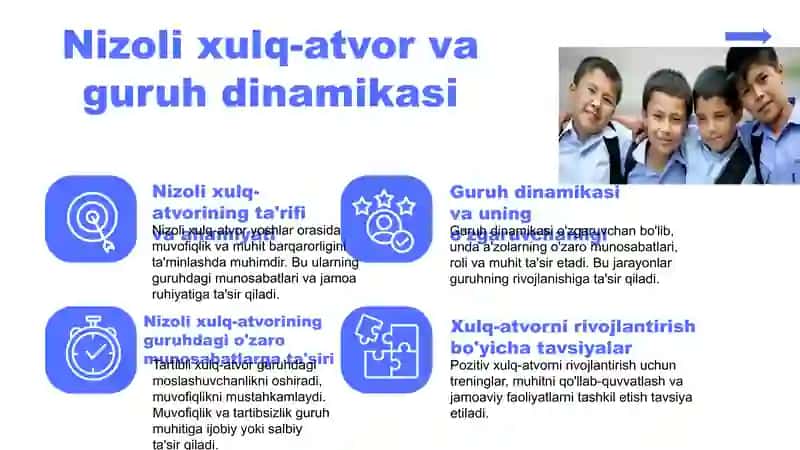 Nizoli xulq-atvorning guruhdagi tengdoshlari bilan munosabatiga taʼsiri 3