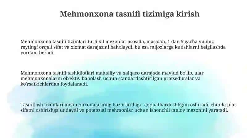 Mehmonxonalarni tasniflash tizimi 3