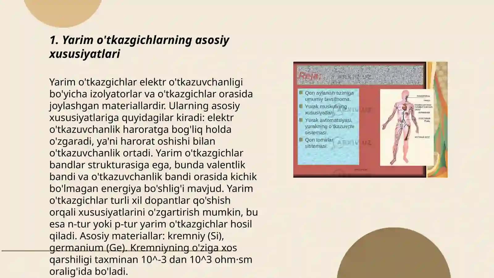 Materiallarning eletrofizik xususiyatlari va yarim o'tkazgichlar 3