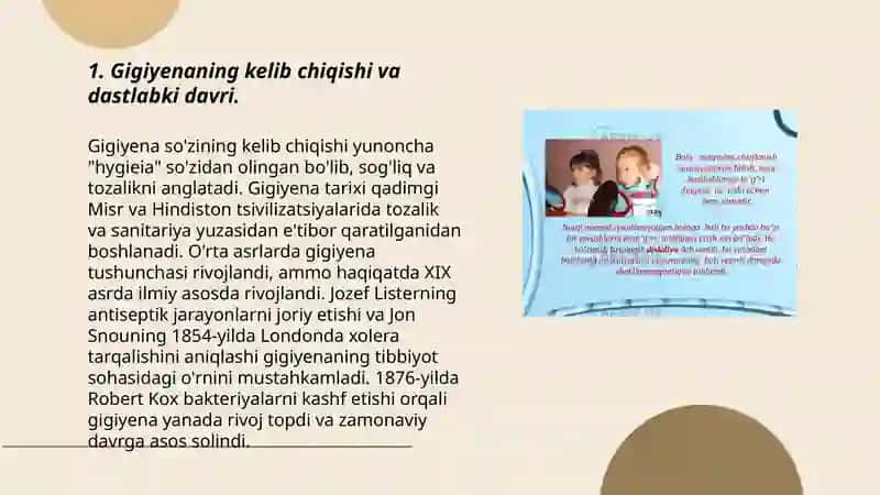 Gigiyenaning  rivojlanish tarixi. Oʻzbekiston Respublikasida gigiyena modulining shakllanishi va rivojlanishi 3