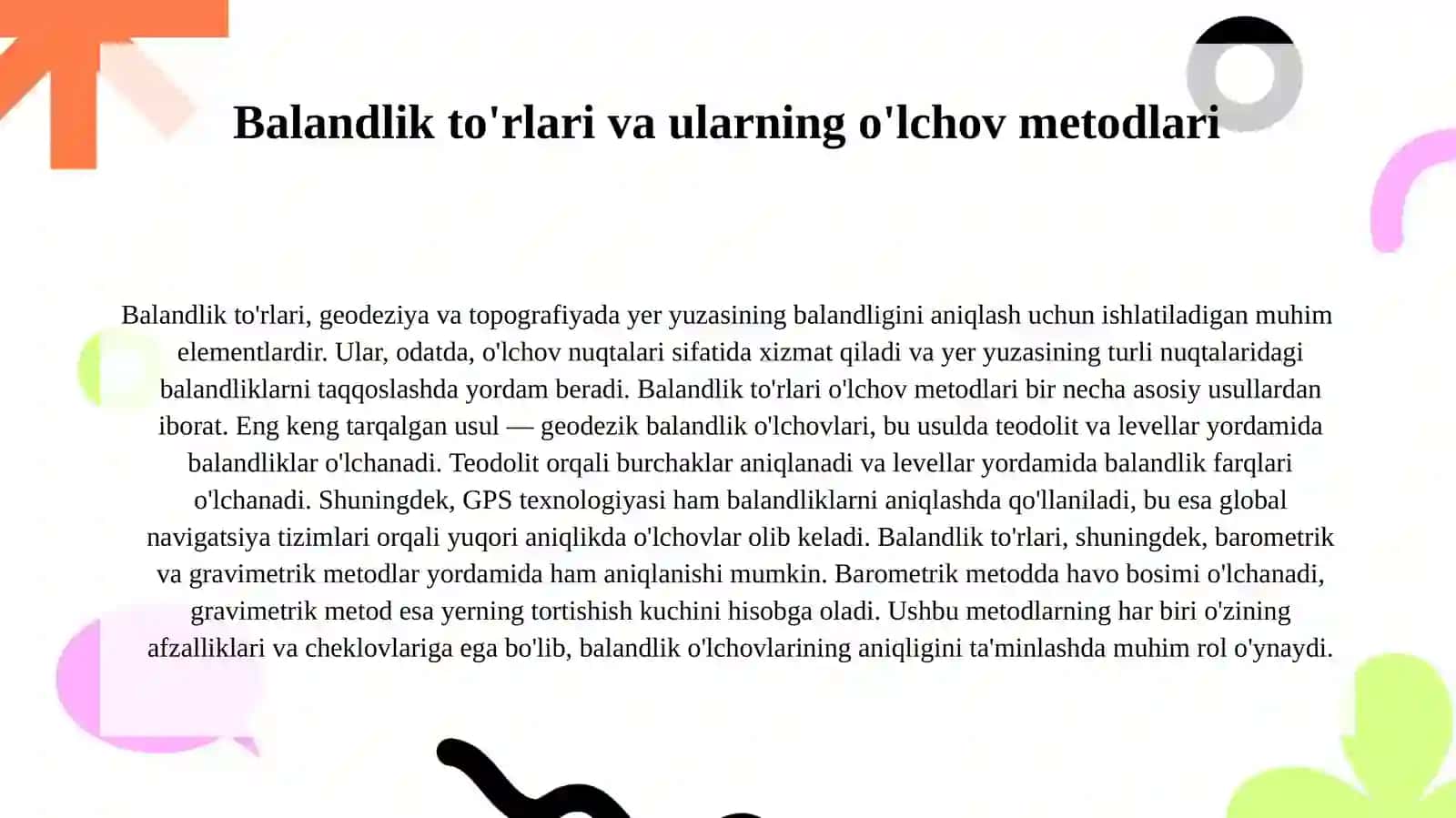 Geodezik va balandlik to'rlari. G.N.S.S punktlari 3