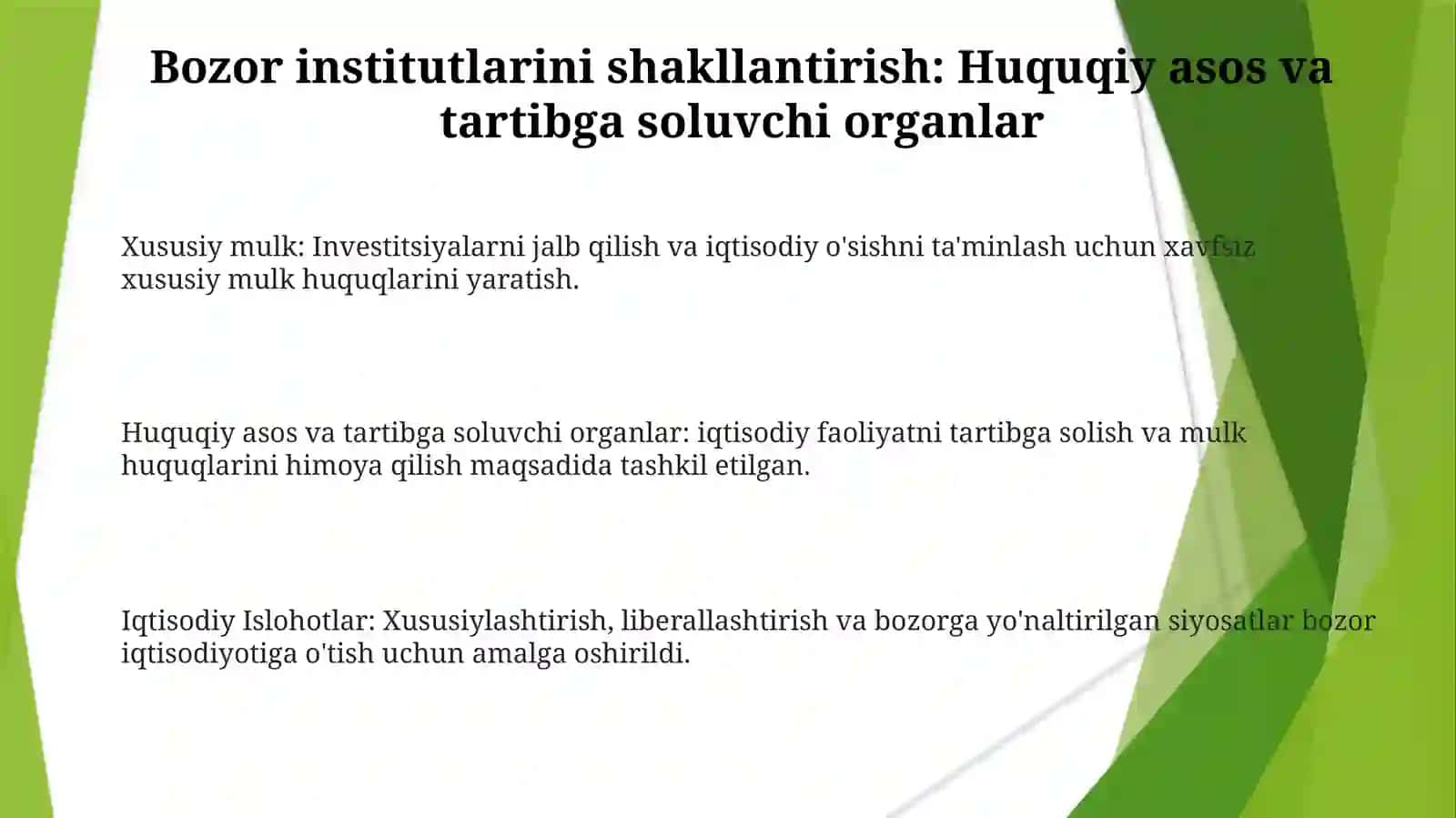 O'zbekiston iqtisodiy o'tish davridagi qiyinchiliklar va imkoniyatlar 3