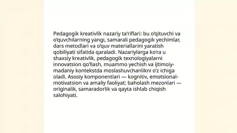 Pedagogik kreativlik va uning o’ziga xos jihatlari 3