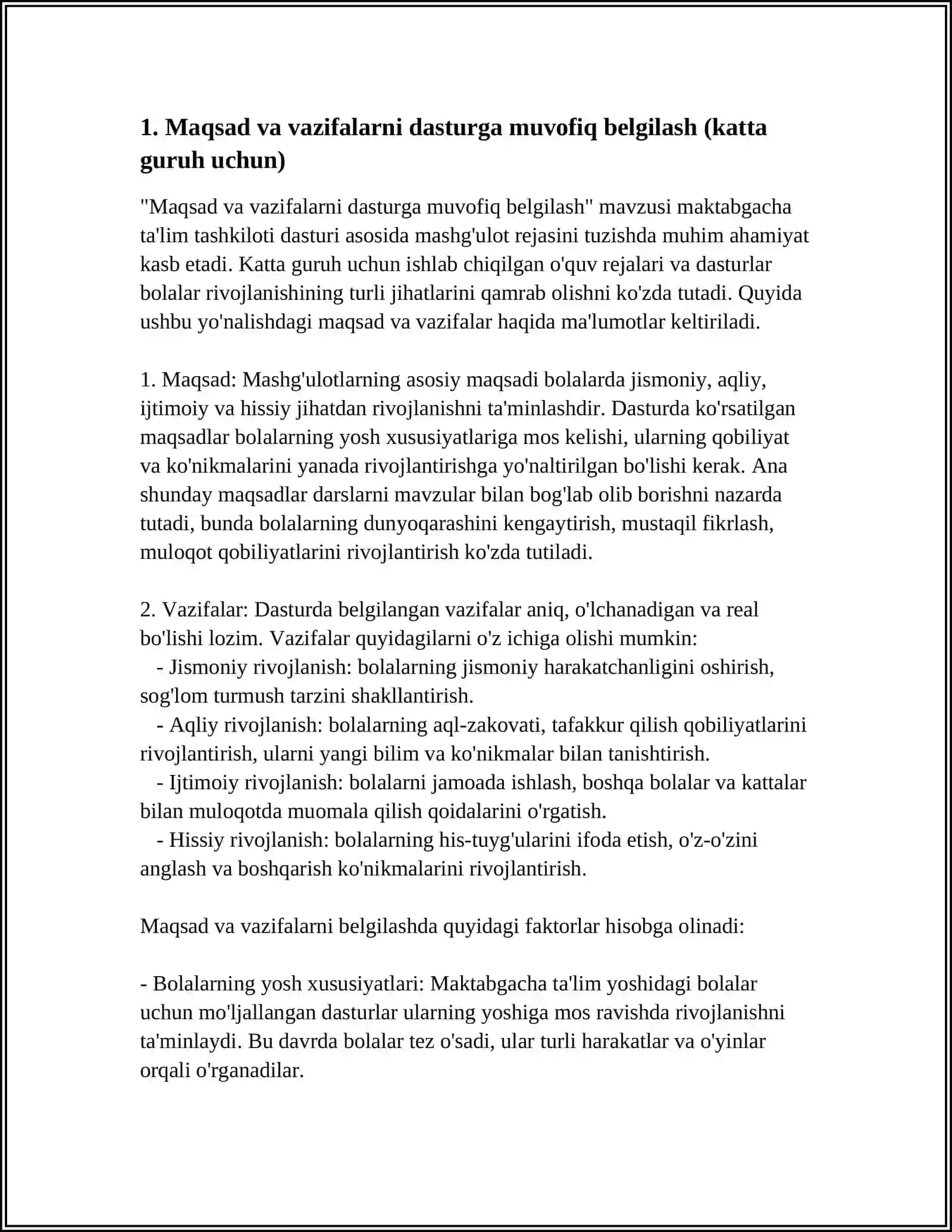 MAKTABGACHA TA'LIM TASHKILOTI DASTURI ASOSIDA MASHG'ULOT ISHLANMASINI TAYYORLASH (KATTA GURUH) 3