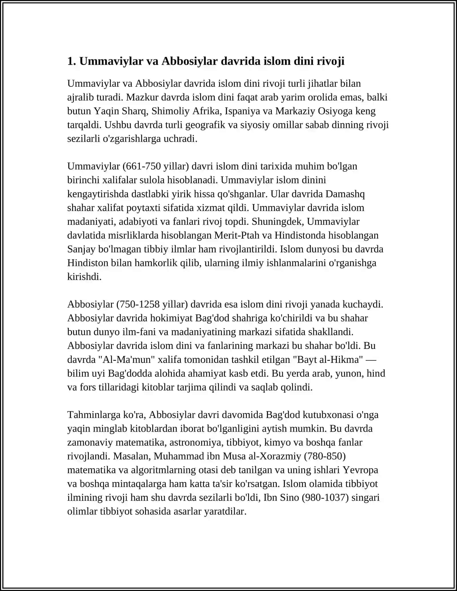 UMMAVIYLAR VA ABBOSIYLAR HUKMRONLIGI DAVRIDA DINGA MUNOSABAT 3