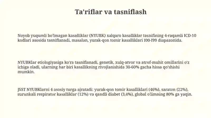 Noyob yuqumli bo'lmagan kasalliklar epidemiologiyasi va profilaktikasi 3