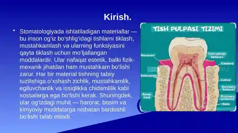 Stomatologik materiallarning fizik-mexanik xossalari. Tishning zichligini aniqlash. Suni’iy tishlarni tayyorlashda ishlatiladigan materiallarning mexanik xossalari. 3