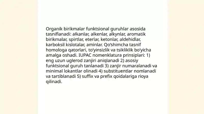 Organik birikmalarning turkumlanishi va nimenklaturasi 3