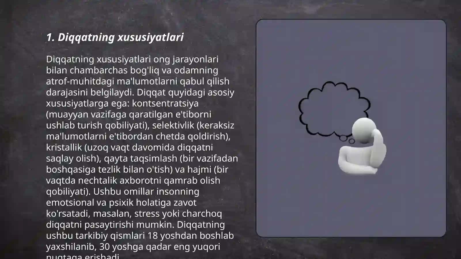 Diqqat, xotira va ularning turlari 3