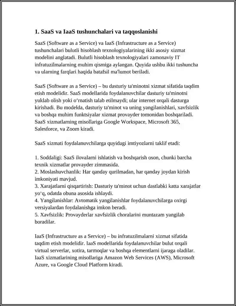 Bulutli Yechimlar (SaaS) va Bulutli Infratuzilmasi (IAAS) 3