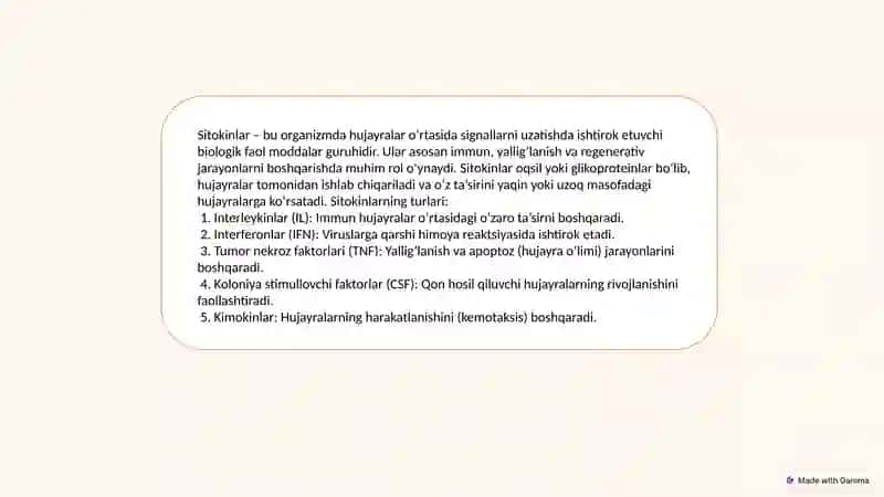 Sitokinlar.Interferon.Ularning tasnifi. 3