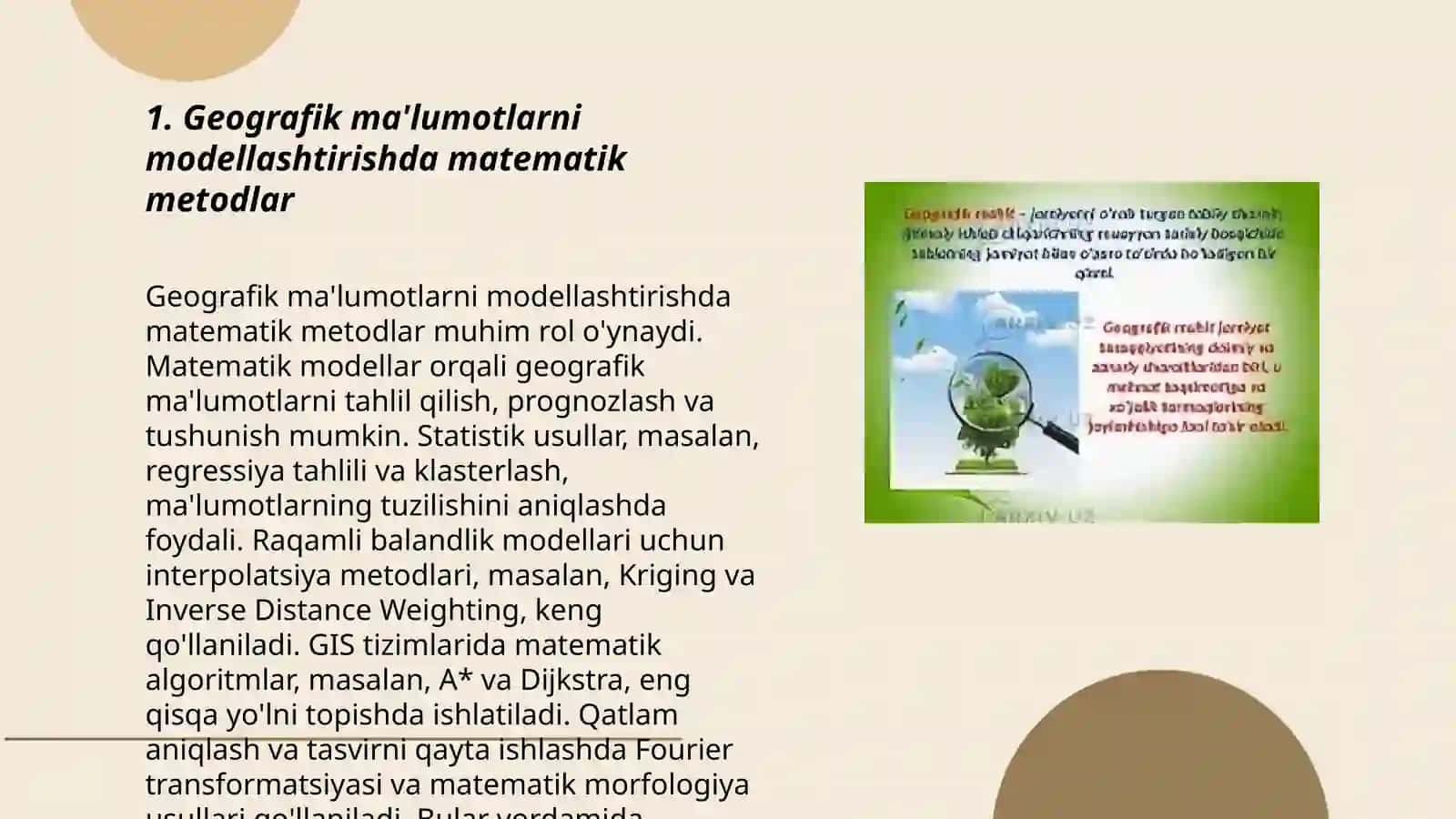 Geografik bilimlar berishda matematik metodlardan foydalanish 3