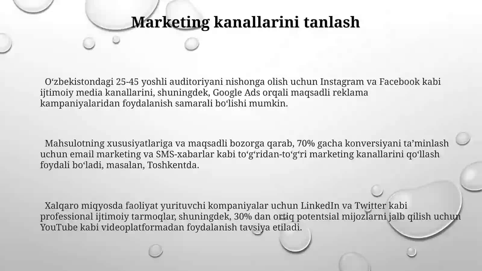 Biznesda marketing faoliyatini tashkil etish 3