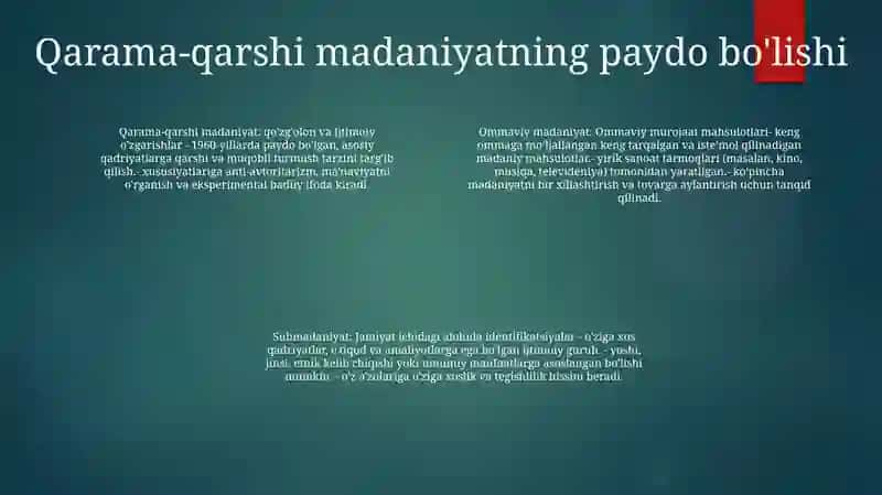 Ommaviy Madaniyat Shakllanishi Tarixi Va Uning Turlari 3