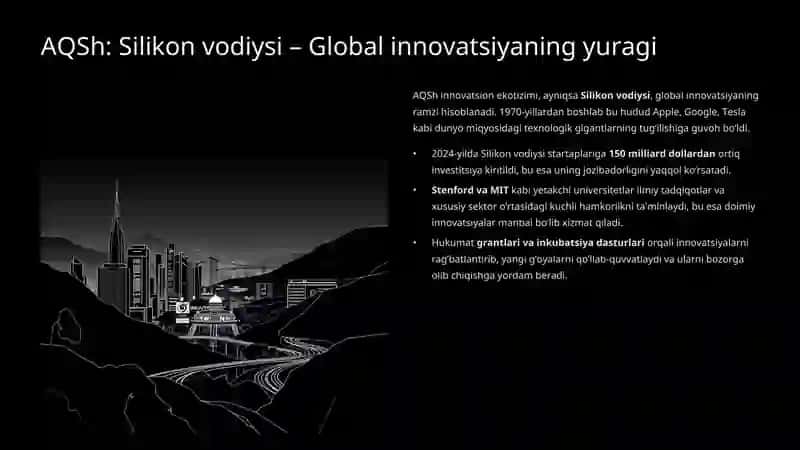 Dunyo innovatsion ekotizimlari AQSh, Yevropa, Janubiy Koreya va Xitoy tajribasi ppt 3