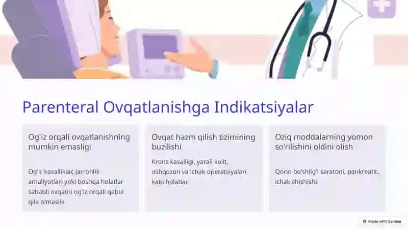 Parenteral Ovqatlanish: Klinik Ahamiyati va Qo'llanilishi 3