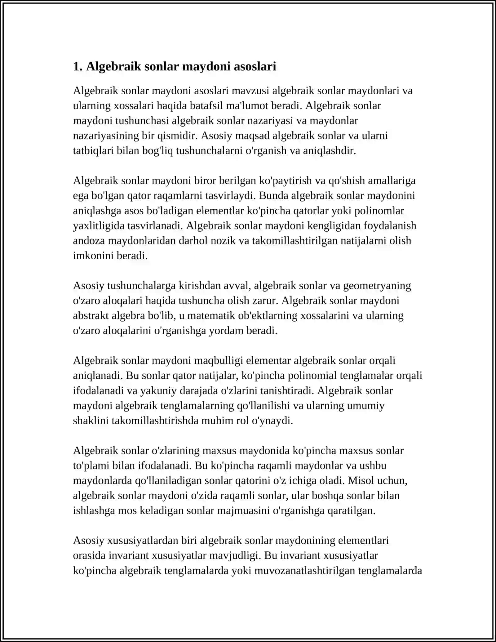 ALGEBRAIK SONLAR MAYDONI 3