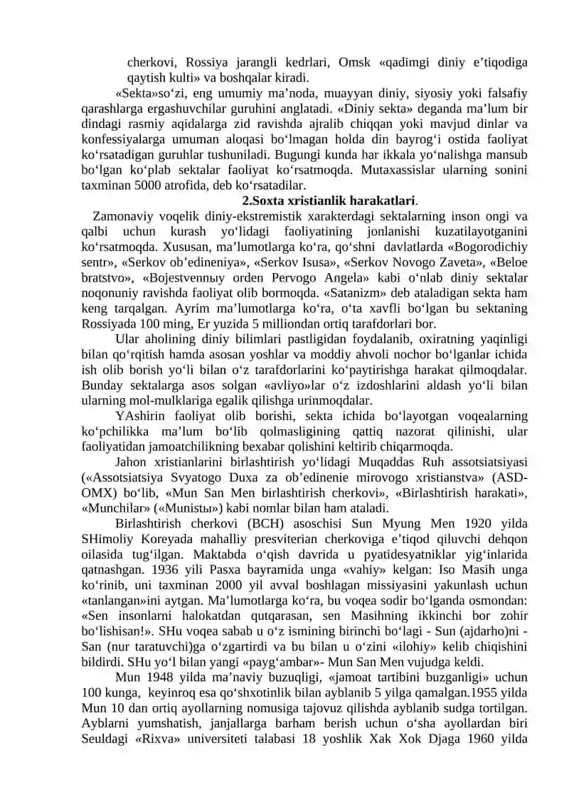 Yangi diniy harakatlar va sektalar. 3