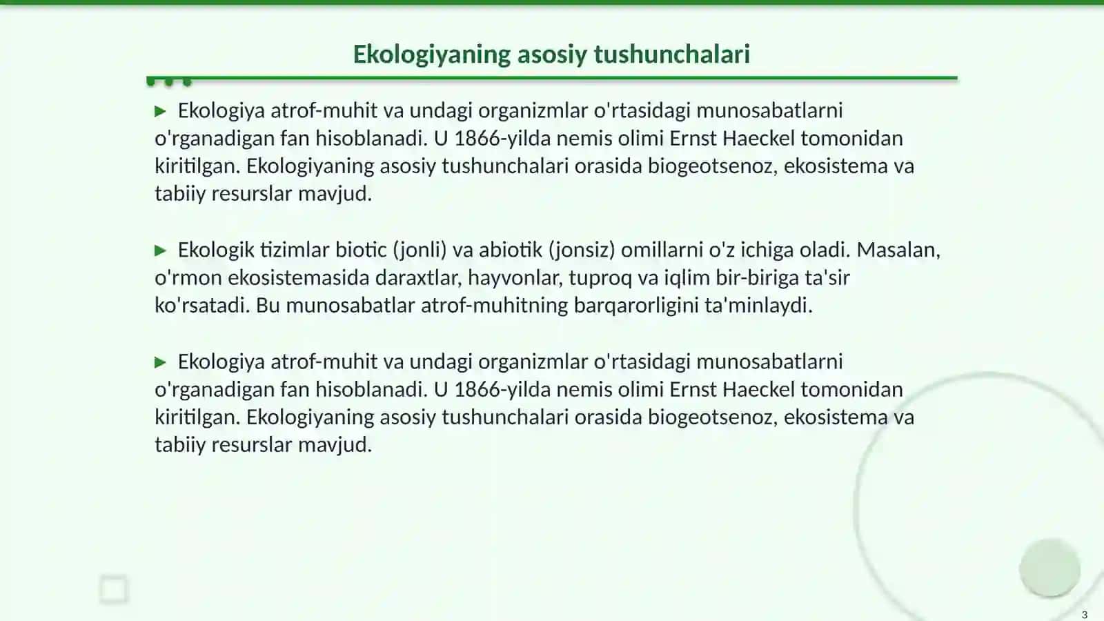 Ekologiya va atrof-muhitni muhofaza qilish 3