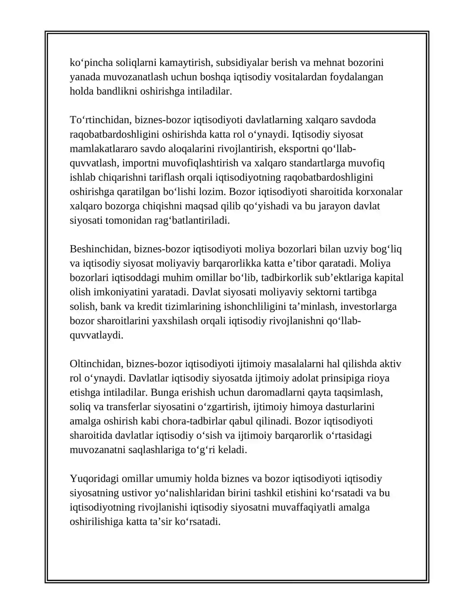 BIZNES -BOZOR IQTISODIYOTINING USTIVOR SOHASI 3