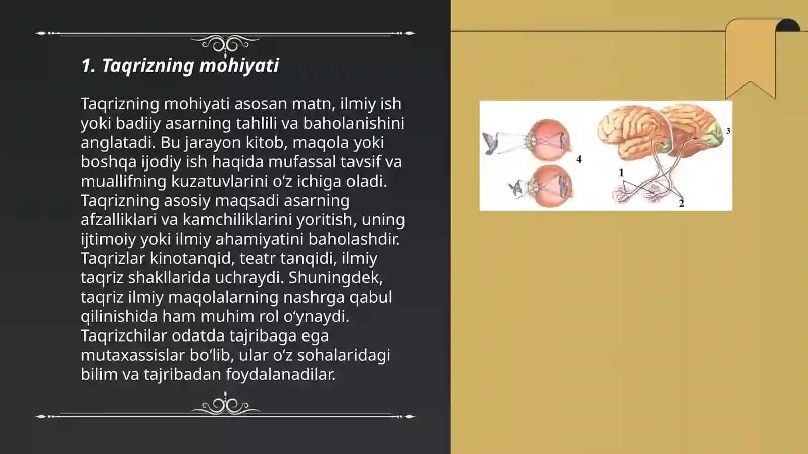 Taqriz. Taqrizning turlari. 'Taqrizning tuzilishi 3