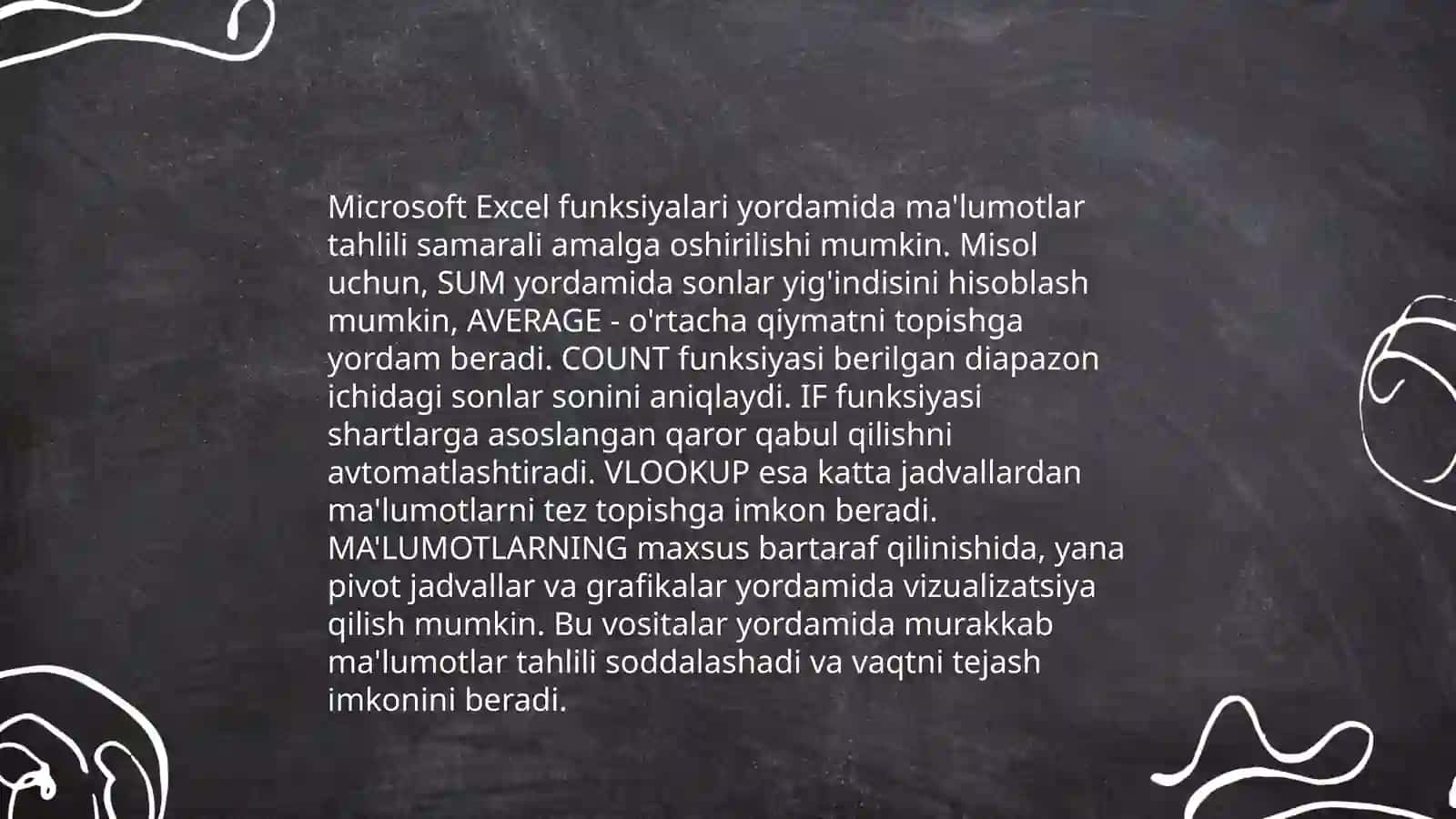 Microsoft Excel dasturida funksiyalardan foydalanishning uziga xos xususiyatlari va usullari 3
