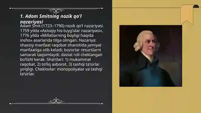 Adam Smit va David Rikardolar iqtisodiy g'oyalari 3
