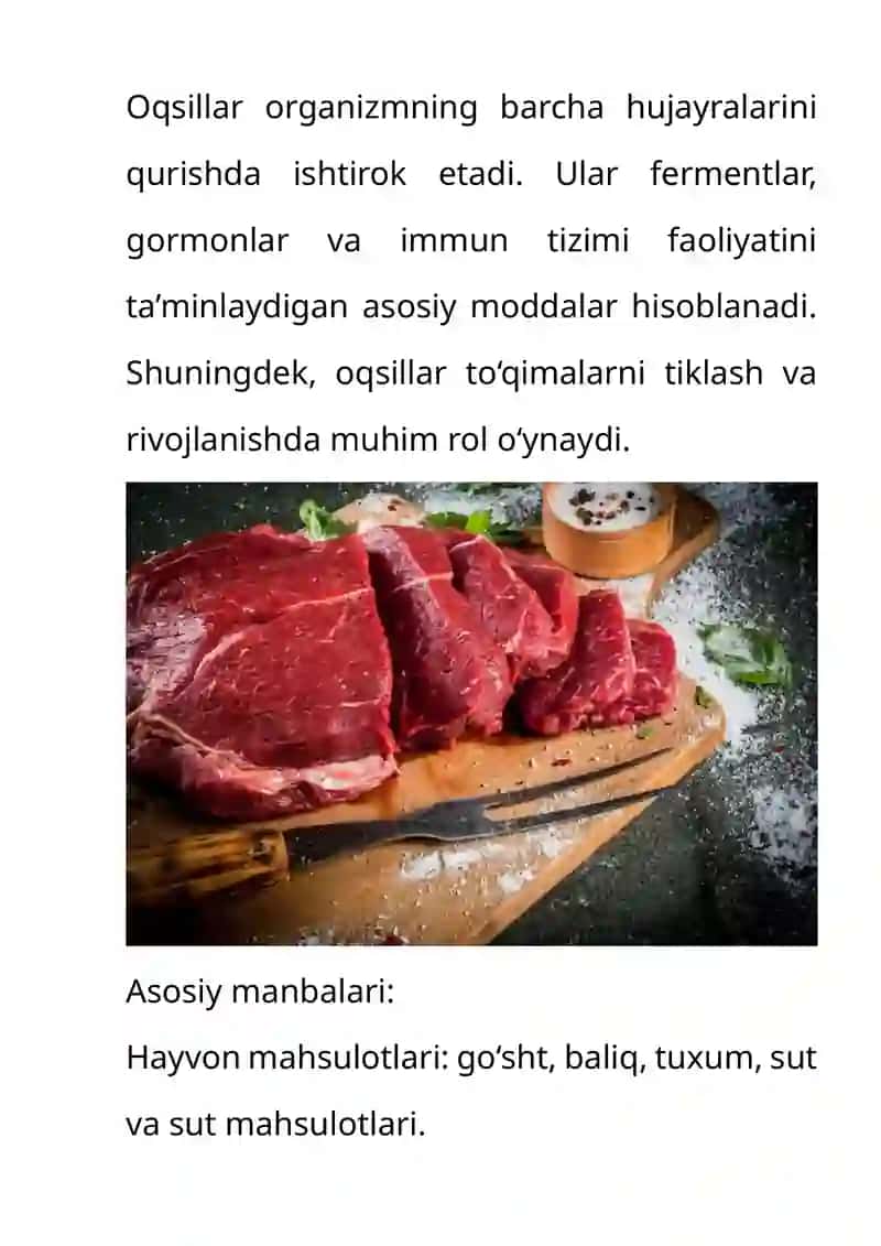 Asosiy ozuqaviy moddalar: biologik roli va manbalari 3