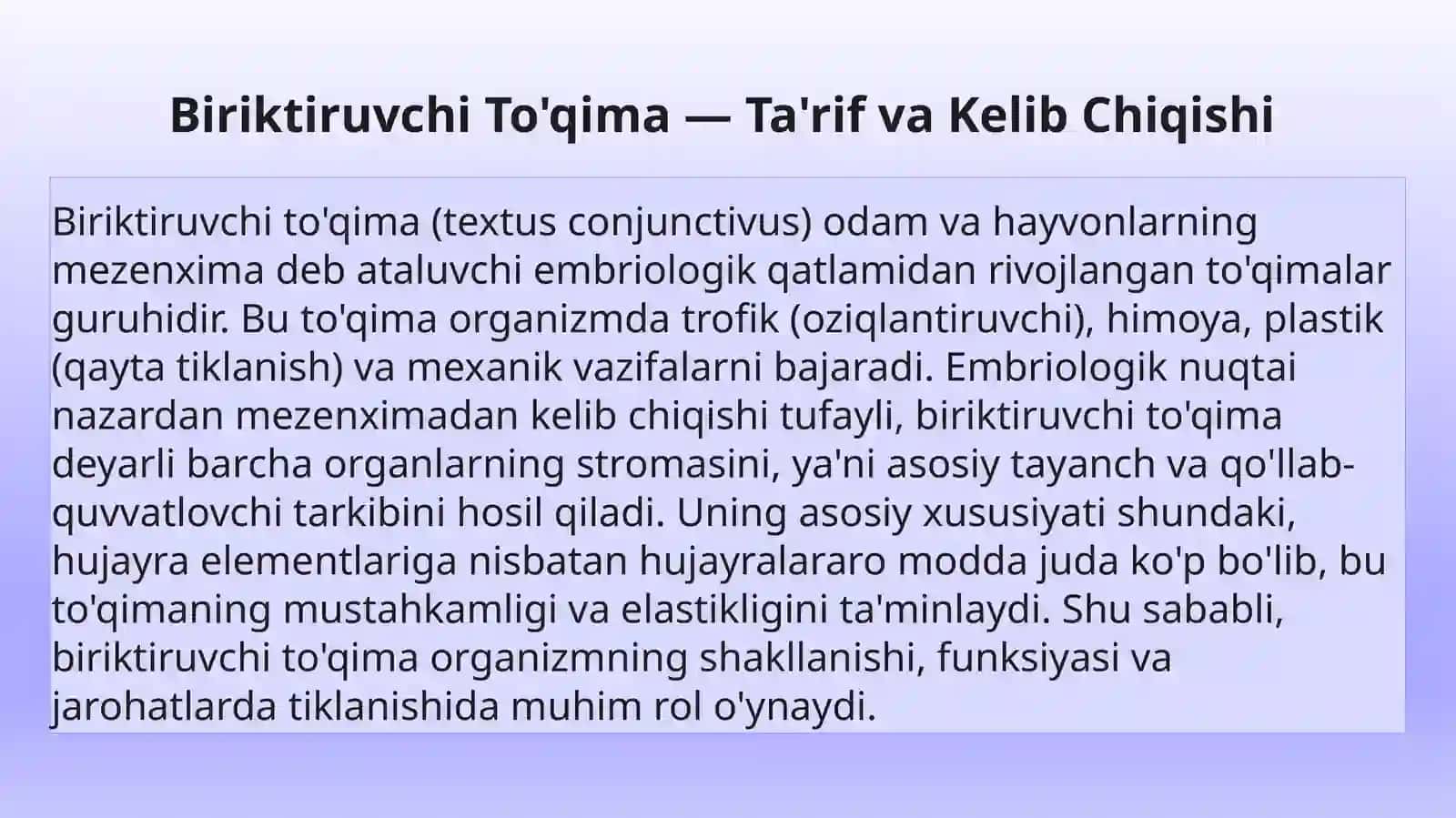 Biriktiruvchi To'qima — Ta'rif va Kelib Chiqishi 3